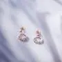 AOBOCO Circle Earrings Sterling Silver Simulated Aquamarine Earrings Embellished with Multicolor Crystals from Austria, Hypoallergenic Rose Gold Earrings, Fine Flower Jewelry Gifts for Women
