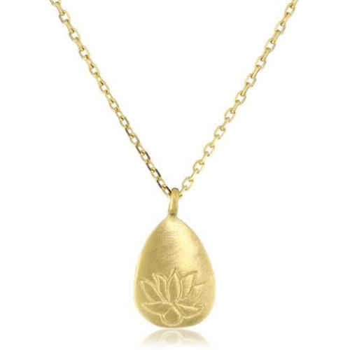 Satya Jewelry Classics Gold-Plated Lotus Pendant Necklace (18-Inch)