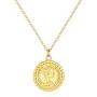 Mevecco Carved Gold Coin Pendant Necklace for Women Girls Men,18K Gold Plated Dainty Minimalist Necklace for Women