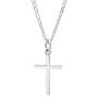 XP Jewelry Sterling Silver Small Plain Cross Pendant Figaro Chain Necklace Italian Made - Choice of Lengths