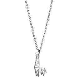 La Menagerie Giraffe Silver Origami Jewelry & Silver Geometric Necklace – 925 Sterling Plated Silver Necklace & Giraffe Necklaces for Women – Giraffe Necklace for Girls & Origami Necklace
