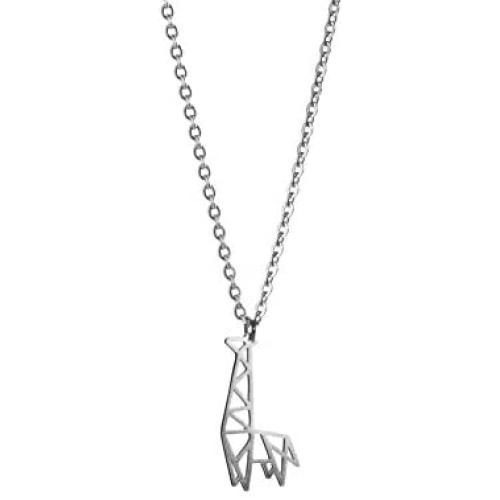 La Menagerie Giraffe Silver Origami Jewelry & Silver Geometric Necklace – 925 Sterling Plated Silver Necklace & Giraffe Necklaces for Women – Giraffe Necklace for Girls & Origami Necklace