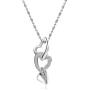 Triple Laced Heart Pendant Necklace for Women in Sterling Silver Rhodium Finish with Natural Diamonds Accent