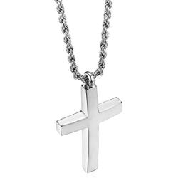 Molike Jewelry Mens Womens Stainless Steel Cross Pendant Necklace Twist Rope Chain, 20-22 Inch