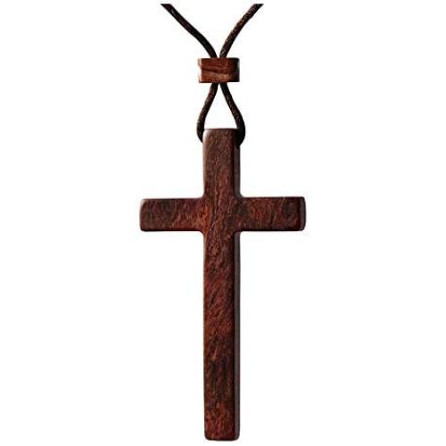 Natural Sandalwood Cross Pendant Necklace for Men Women Boys Girls Gift Wood Wooden Casual Sweater Chain Car Rearview Mirror Pendant