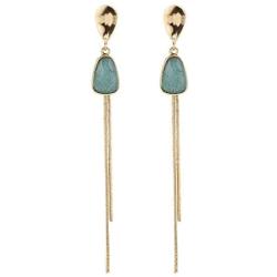 coadipress S925 Long Tassel Earrings for Women Girls Trendy Emerald Snake Bone Chain Resin Geometric Hypoallergenic Earrings Jewelry Gifts