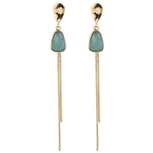 coadipress S925 Long Tassel Earrings for Women Girls Trendy Emerald Snake Bone Chain Resin Geometric Hypoallergenic Earrings Jewelry Gifts