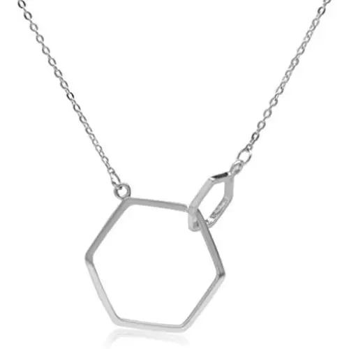 Silvershake 925 Sterling Silver Hexagon Geometric Minimalist Pendant with 16 to 18 Inch Chain Necklace Silvershake 925 Sterling Silver Hexagon Geometric Minimalist Pendant with 16 to 18 Inch Chain Necklace