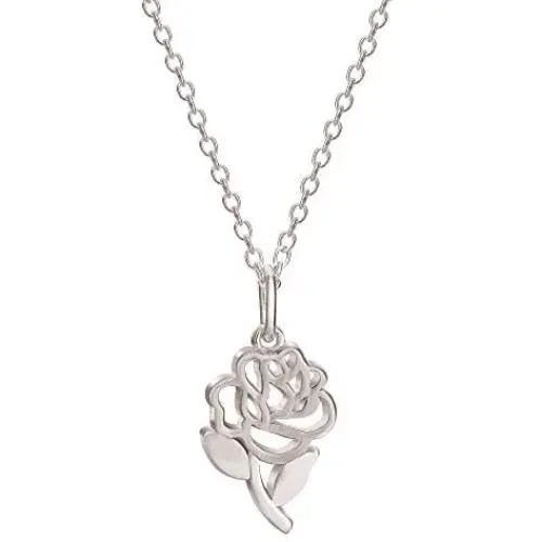 Disney, Beauty and the Beast Sterling Silver Belle’s Rose Pendant Necklace, 18” Disney, Beauty and the Beast Sterling Silver Belle’s Rose Pendant Necklace, 18”