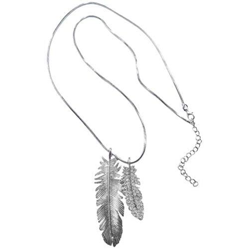 ALAIX Womens Necklace Silver Chain Necklaces with Leaf Shiny Bling Sparkle Pendant Sweater Necklace Long for Women