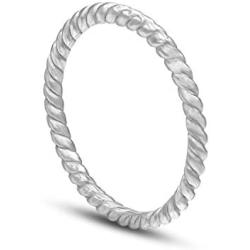 STONIQUE CREATIONS 925 Sterling Silver Ring 2mm, Celtic Knot Rope Infinity Wedding Band Ring