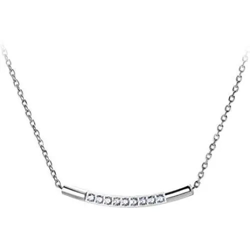 555Jewelry Womens Stainless Steel Classic Bar Cubic Zirconia Pendant Necklace 555Jewelry Womens Stainless Steel Classic Bar Cubic Zirconia Pendant Necklace