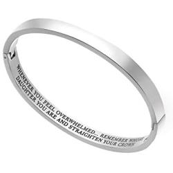 Stainless Steel Jewelry Inspirational Bracelets for Women Girls Personalized Gift Engraved Cuff Bangle for Mom Daughter Teen Girls Gift