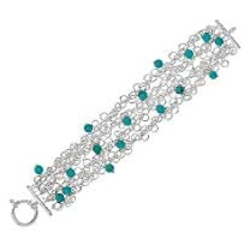 AFFY Turquoise Bead Sterling Silver 7-1/4'' Charm Bracelet Very Versatile
