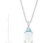 2 1/6 ct Natural Opal & Swiss Blue Topaz Pendant with Diamonds in Sterling Silver, 18''