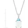 2 1/6 ct Natural Opal & Swiss Blue Topaz Pendant with Diamonds in Sterling Silver, 18''