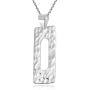 AeraVida Trendy Rectangle Hammered Tribal .925 Sterling Silver Pendant Necklace