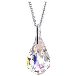 Fonsalette Teardrop Necklace Sterling Silver Dainty Necklace Made with Swarovski Crystals Silver Necklace Chain Gold Necklaces for Women