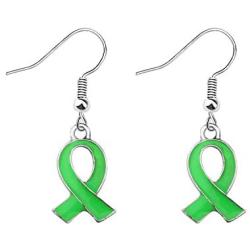 POTIY Awareness Ribbon Jewelry Green Awareness Ribbon Earrings Gallbladder Cancer Gift Mental Health Awareness Bipolar Disorder Awareness Earrings for Women