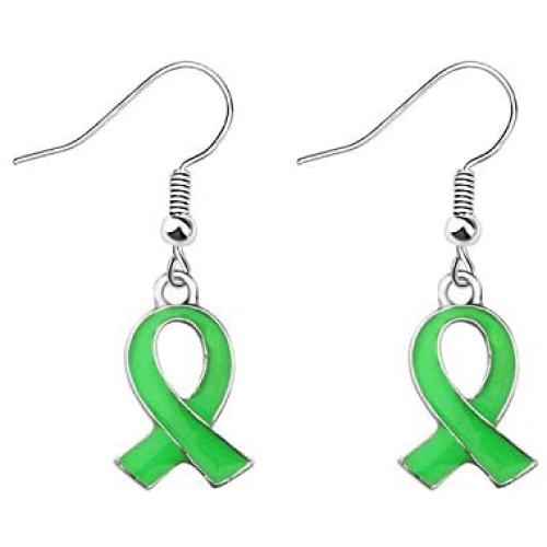 POTIY Awareness Ribbon Jewelry Green Awareness Ribbon Earrings Gallbladder Cancer Gift Mental Health Awareness Bipolar Disorder Awareness Earrings for Women