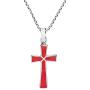 AeraVida Minimalism Christian Cross Reconstructed Red Coral .925 Sterling Silver Pendant Necklace