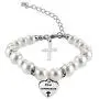 AKTAP Christening Gifts First Communion Bracelet Goddaughter Pearl Bracelet with Cross Charm AKTAP Christening Gifts First Communion Bracelet Goddaughter Pearl Bracelet with Cross Charm