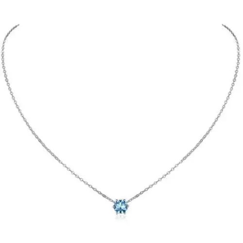ChicSilver 925 Sterling Silver 12 Months Sparkling Round Cut Created Birthstone Pendant Necklace, 16 Inch Rolo Chain (with Gift Box)