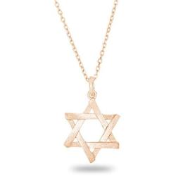 Spoil Cupid 14k Gold Plated 925 Sterling Silver Jewish Jewelry Star of David Necklace Matte Finish Brush Textured, 18''