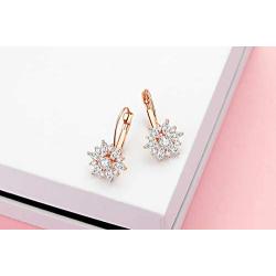 Snowflake Earring for Women White Gold Plated Winter CZ Dangle Drop Eearring for Winter Party Gifts