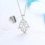 Besilver Jesus Star of David Cross Necklace 925 Sterling Silver Crystal Women Girl Hamsa Hand Evil Eye Christian Religious Necklace Amulet Jewelry Gift for Mom Dad
