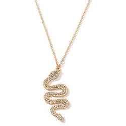 HUJUON Gold Rhinestone Snake Pendant Necklace.Retro Crystal Cobra Y-shaped Necklace,Punk Viper Animal Serpent Necklace for Women Jewelry