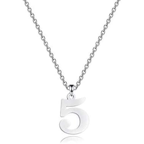ENSIANTH Lucky Number Necklace Stainless Steel Pendant Necklace Best friend Gift Birthday Gift Number 0-9