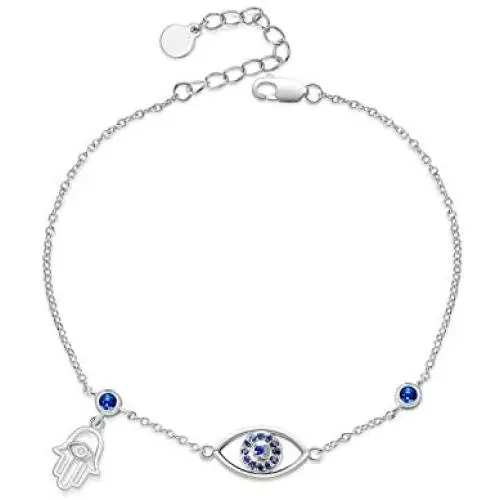 Hand of Fatima Bracelet for Women Sterling Silver Evil Eye Bracelet Good Luck Bracelets Gifts for Girls