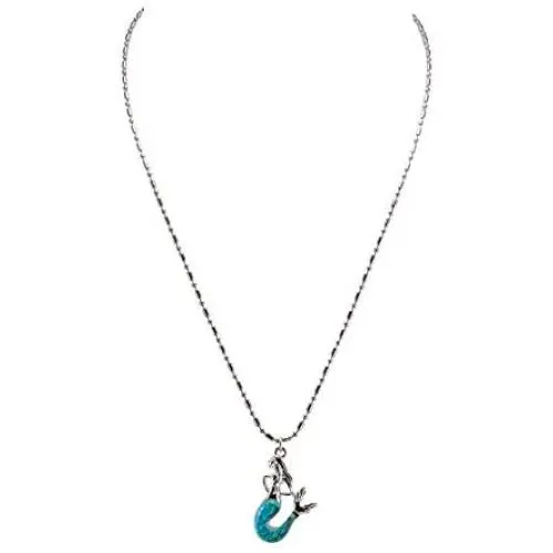 BlueRica Blue Mermaid Pendant on Stainless Steel Chain Necklace
