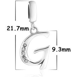 Globalwin Jewellery 925 Sterling Silver Charm Pendant A to Z Clear CZ 26 Letter Alphabet Bead Charms Fit Bracelets Necklace DIY Jewelry Pendant