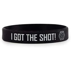 Grand Parfums I GOT The Shot, COVID-19 Vaccinated, Set of 1 Black and 1 White Stretch Bracelets - Colorful Non-Toxic Silcone Wristband One-Size Fits Adults, Vaccination Identification Support