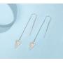 FANCIME Sterling Silver Opal Threader Earrings Triangle Long Drop Earrings Fine Jewelry for Women