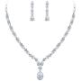 EVER FAITH Gorgeous White Cubic Zirconia Charming Water Drop Bridal Bride Necklace Earrings Set Silver-Tone