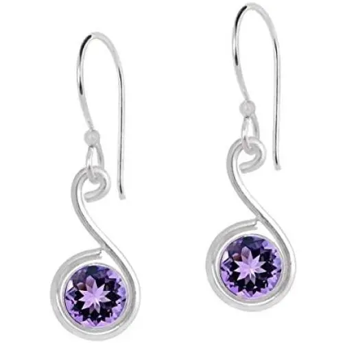 Orchid Jewelry Silver Overlay Solid Brass Dangle Earrings For Women Natural Round 2.20 Ct Purple Amethyst Gemstone Dangling Earring Hypoallergenic February Birthstone Valentines Birthday Gift For Her Orchid Jewelry Silver Overlay Solid Brass Dangle Earrings For Women Natural Round 2.20 Ct Purple Amethyst Gemstone Dangling Earring Hypoallergenic February Birthstone Valentines Birthday Gift For Her