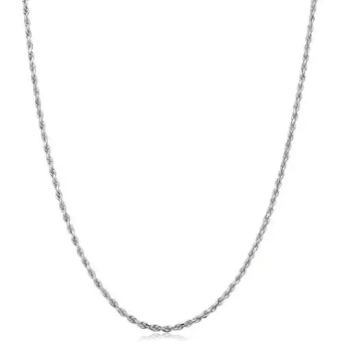 Verona Jewelers 925 Sterling Silver Diamond-Cut Rope Chain Necklace 2MM, 3MM, 4MM - 925 Braided Twist Italian Necklace, 925 Gold Rope Chain, 14K Gold Over Silver Rope Chain Necklace