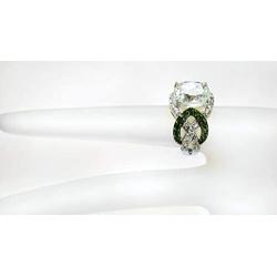 RB Gems Sterling Silver 925 Statement Ring Genuine Gemstone Cushion 12 mm, Rhodium-Plated Finish