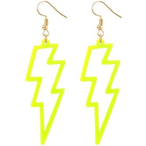 BELUCKIN Multicolor Acrylic Exaggerated Party Women Lightning Bolt Dangle Earrings Accessories Jewelry