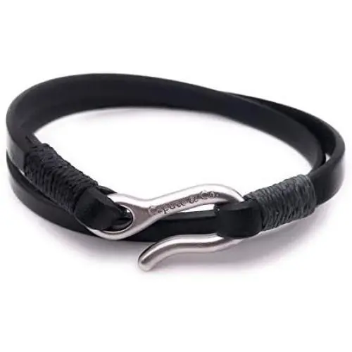 Classic Style Leather Double Wrap Handcrafted in USA - Black