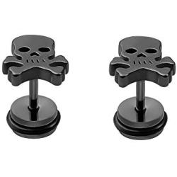 Stainless Steel Pirate Skull Stud Earrings Women Men Punk Body Piercing Earrings