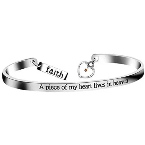 Uloveido A Piece of My Heart Lives in Heaven Bracelet,Rose Gold Plated Stainless Steel,Faith Pendant,Heart Mustard Seed Cuff Bangle Y628 Uloveido A Piece of My Heart Lives in Heaven Bracelet,Rose Gold Plated Stainless Steel,Faith Pendant,Heart Mustard Seed Cuff Bangle Y628