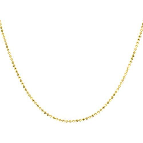 925 Sterling Silver 1.5MM 2MM 3MM 4MM Silver Bead Ball Chain Necklace,14K Gold Plated Sterling Silver Bead Necklace, Made In Italy, Men and Women Jewelry Accessories, Beaded 16-30 Inch