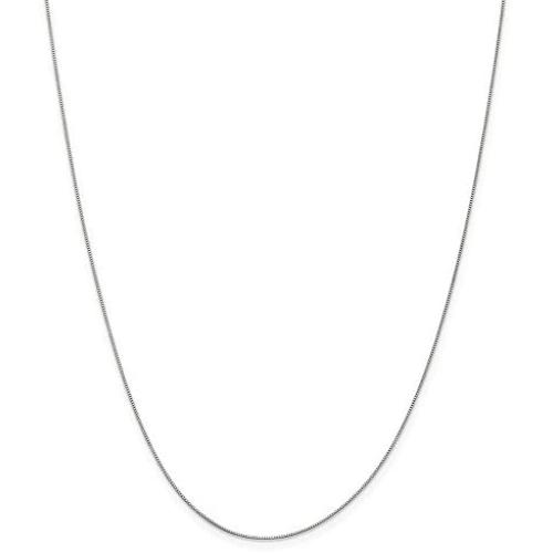 Solid 14k White Gold 0.50mm Box Chain Necklace