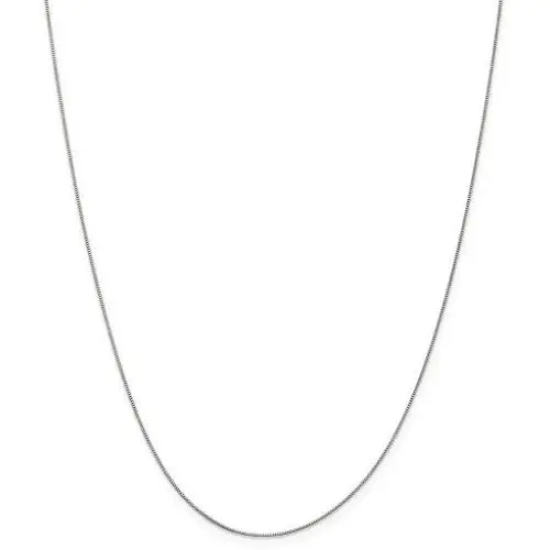 Solid 14k White Gold 0.50mm Box Chain Necklace Solid 14k White Gold 0.50mm Box Chain Necklace