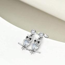 LUHE Sterling Silver Owl Earrings Dangle Earrings for Women Fashion Sterling Silver Dangling Drop Earrings Birthday Gifts for Teens Girls