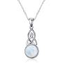 AILAAILA 925 Sterling Silver Natural Moonstone | White Opal Necklace Celtic Knot Cubic Zirconia Pendant with 18 Inch Chain